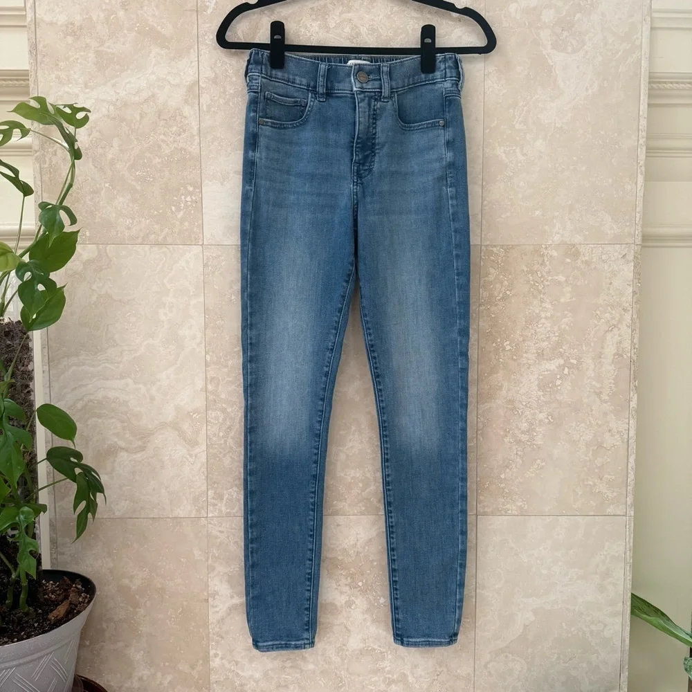 UpWest Elastic Waist Skinny Jeans Light Wash Pull-On Denim XS